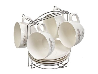 Изображение товара Чайный набор керамика 8 предметов 280мл метал подставка Daniks Классик (6шт/уп) в Миди Лтд