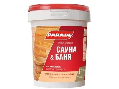 Изображение товара Лак для саун акриловый PARADE L30 сауна,баня  П/мат 2,5л (3шт/уп, 144шт/пал) в Миди Лтд