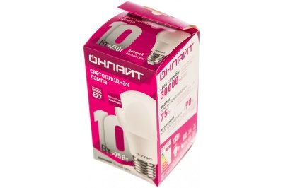 Изображение товара Лампа светодиодная ОНЛАЙТ 61140 10W Е27 А60 6500K 230V груша в Миди Лтд