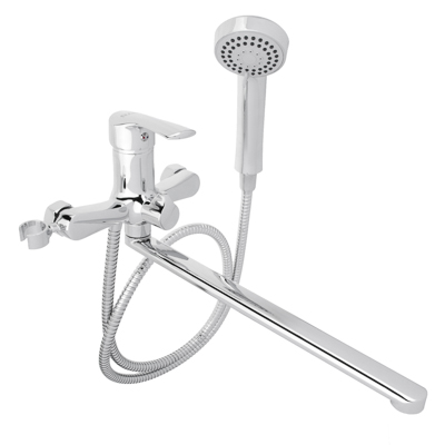 Изображение товара Смеситель для ванны с прямым изливом с душ набором латунь RAIN Обсидиан в Миди Лтд