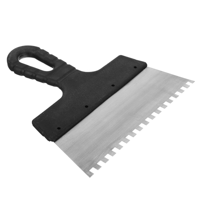 Шпатель метал.(нерж) пласт. ручка 200 мм зуб 6мм РОКОТ  Х - фото в Миди Лтд Изображение товара Шпатель метал.(нерж) пласт. ручка 200 мм зуб 6мм РОКОТ  Х в Миди Лтд