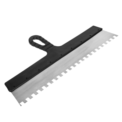 Шпатель метал.(нерж) пласт. ручка 450 мм зуб 10мм РОКОТ  Х - фото в Миди Лтд Изображение товара Шпатель метал.(нерж) пласт. ручка 450 мм зуб 10мм РОКОТ  Х в Миди Лтд