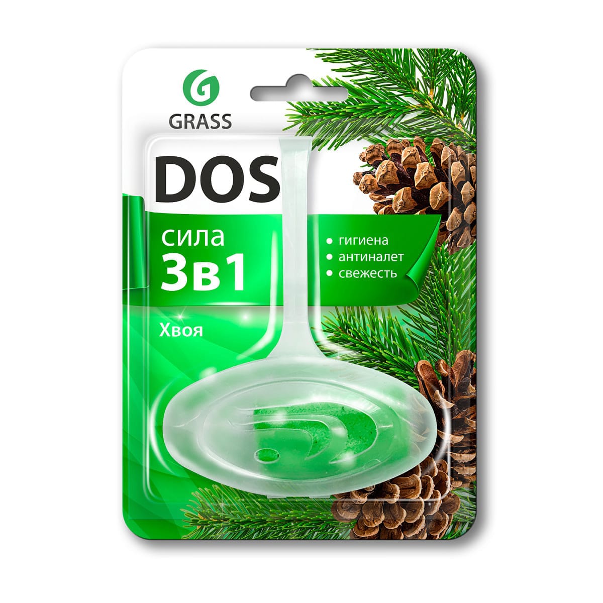 Подвесной блок для унитаза DOS 3в1 "Хвоя" - фото в Миди Лтд Изображение товара Подвесной блок для унитаза DOS 3в1 "Хвоя" в Миди Лтд