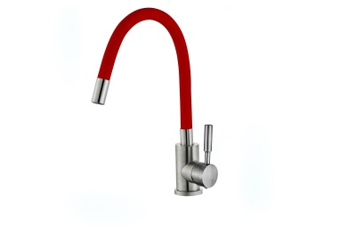 Изображение товара Смеситель для кухни силиконовый излив 35мм нерж красный ХХХ в Миди Лтд