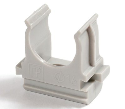 Держатель для труб д 16 мм полистирол серый (100шт/уп) - фото в Миди Лтд Изображение товара Держатель для труб д 16 мм полистирол серый (100шт/уп) в Миди Лтд