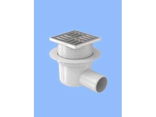 Изображение товара Трап 110 150*150 горизонтальный спуск с нерегулируемой ПВХ решеткой (16шт/уп) в Миди Лтд