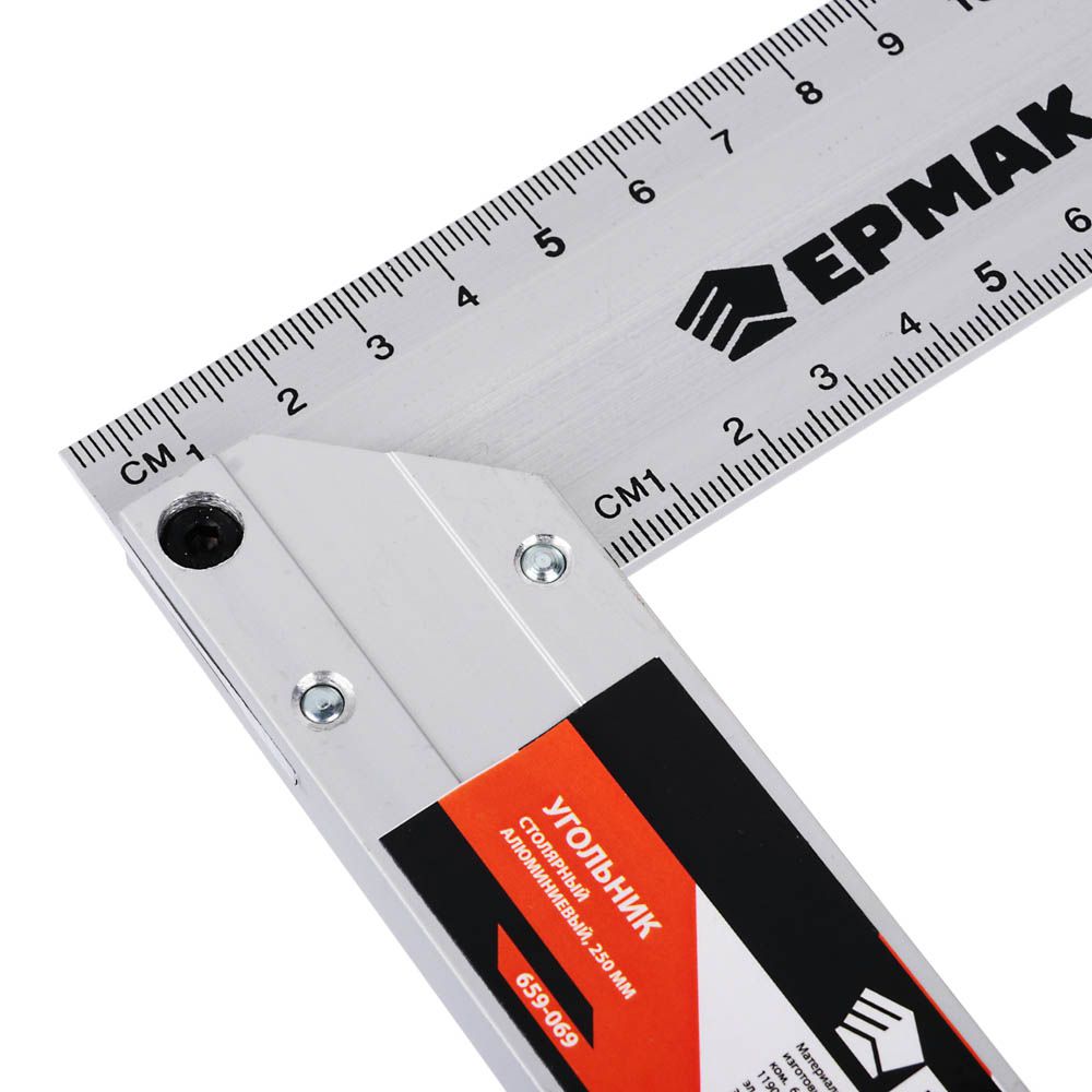 Изображение товара Угольник столярный ЕРМАК алюминиевый литой 250мм в Миди Лтд