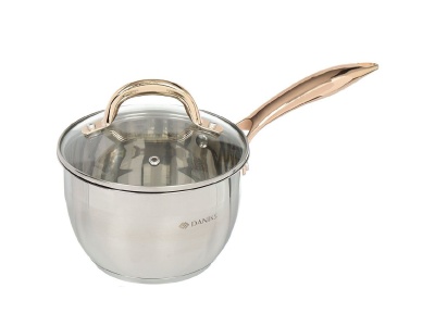 Изображение товара Ковш нерж сталь Daniks 1,8л крышка стекло ручка металлическая индукция Мадрид Gold (6шт/уп) Х в Миди Лтд