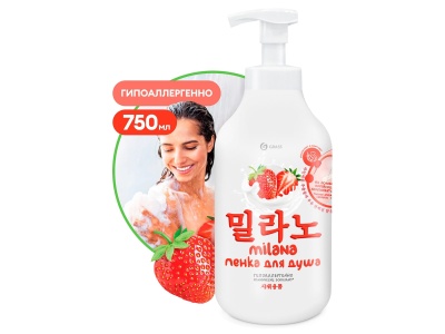 Изображение товара Пенка для душа Milana с экстрактом клубники и молочными протеинами 750мл (8шт/уп) в Миди Лтд