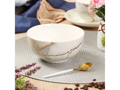 Изображение товара Салатник керамика круглый 14см 0,55л Daniks Белый мрамор  (36шт/уп) в Миди Лтд