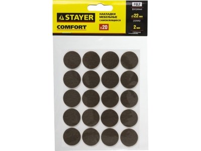 Изображение товара Мебельные накладки STAYER фетровые 20шт коричн d22мм в Миди Лтд