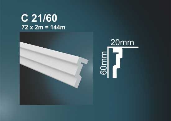 Экструдированный плинтус 60*2м  С21/60 (уп-56шт) - фото в Миди Лтд Изображение товара Экструдированный плинтус 60*2м  С21/60 (уп-56шт) в Миди Лтд