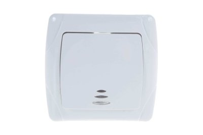 Выключатель 1кл с подсв бел Маргарита СП 10А 220В (3/10/200) - фото в Миди Лтд Изображение товара Выключатель 1кл с подсв бел Маргарита СП 10А 220В (3/10/200) в Миди Лтд