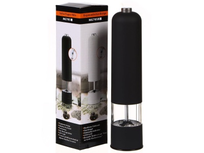 Изображение товара Мельница для специй электрическая нерж сталь стекло 22,5см черная Y4-6197 (48шт/уп) в Миди Лтд