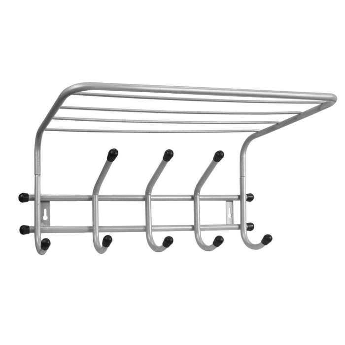 Изображение товара Вешалка настенная Комфорт 5 с полкой серый металлик 5 крючков (2шт/уп) в Миди Лтд