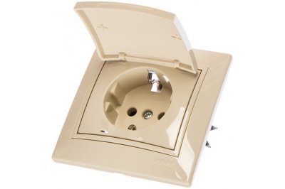 Изображение товара Розетка 1 местная LEZARD Мира крем со вставкой с крышкой с/з керамика в Миди Лтд