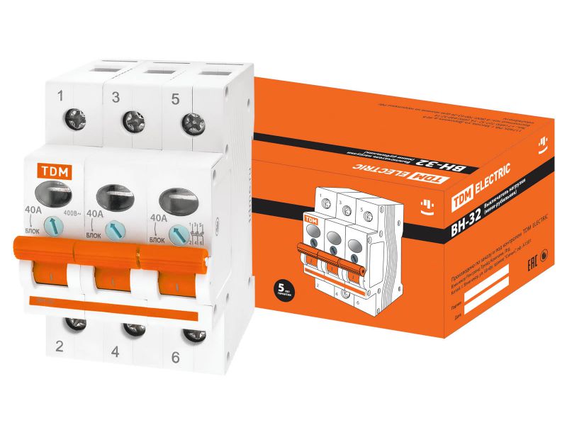 Изображение товара Выключатель нагрузки ВН-32 3Р 40А TDM в Миди Лтд