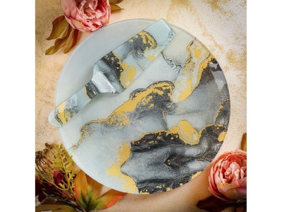 Блюдо стекло круглое с лопаткой 30см Daniks Флюид (12шт/уп) - фото в Миди Лтд Изображение товара Блюдо стекло круглое с лопаткой 30см Daniks Флюид (12шт/уп) в Миди Лтд