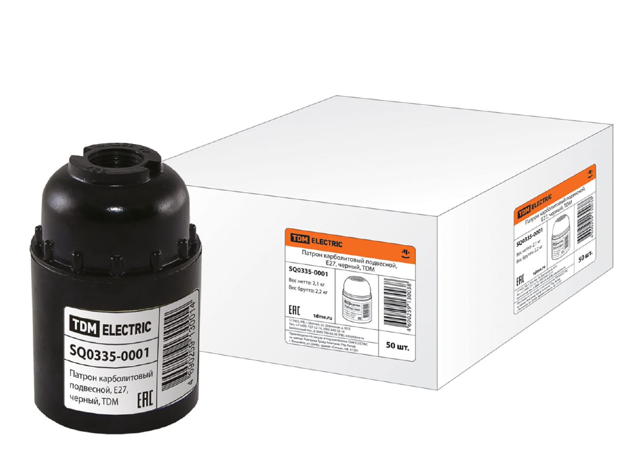 Изображение товара Патрон Е27 карболитовый подвесной черный TDM в Миди Лтд