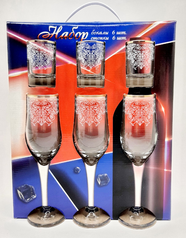 Подарочный набор Боярский 12пр (фужер 6шт+стопка 6шт) (3шт/уп) Х - фото в Миди Лтд Изображение товара Подарочный набор Боярский 12пр (фужер 6шт+стопка 6шт) (3шт/уп) Х в Миди Лтд