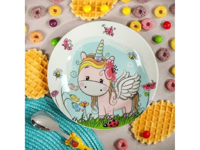 Изображение товара Тарелка детская керамика 350мл Daniks Единорог (12шт/уп) Х в Миди Лтд