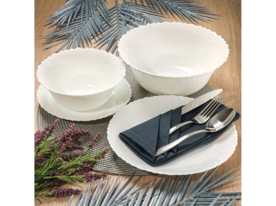 Сервиз столовый стеклокерамика 19предметов 6 перс белый (тарелка обеденная 6шт, десертная 6шт,  - фото в Миди Лтд Изображение товара Сервиз столовый стеклокерамика 19предметов 6 перс белый (тарелка обеденная 6шт, десертная 6шт,  в Миди Лтд