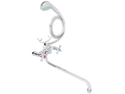 Изображение товара Смеситель для ванны с круглым изливом с душ набором латунь RAIN Нефрит в Миди Лтд