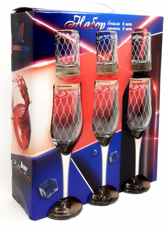 Подарочный набор Винтаж 12пр (фужер 6шт+стопка 6шт) (3шт/уп) Х - фото в Миди Лтд Изображение товара Подарочный набор Винтаж 12пр (фужер 6шт+стопка 6шт) (3шт/уп) Х в Миди Лтд
