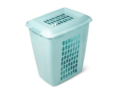 Изображение товара Корзина для белья МОЛЕТТА прямоугольная с крышкой 60л бирюзовая (4шт/уп) в Миди Лтд