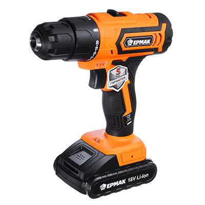 Дрель-Шуруповерт аккумуляторная Ермак ДША-18-2 Li-On 18В 1,3Ач 0-1250 об/мин, 2 аккумулятора, кейс - фото в Миди Лтд Изображение товара Дрель-Шуруповерт аккумуляторная Ермак ДША-18-2 Li-On 18В 1,3Ач 0-1250 об/мин, 2 аккумулятора, кейс в Миди Лтд