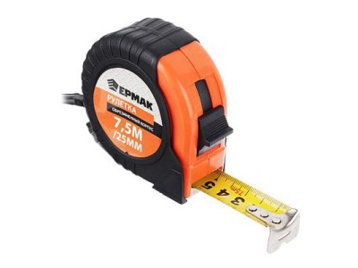 Изображение товара Рулетка  7,5м*25мм ЕРМАК обрезиненный корпус (5шт/уп)(60шт/кор) в Миди Лтд
