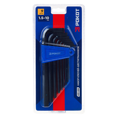 Изображение товара Набор ключей-шестигранников РОКОТ 9шт. 1,5-10мм удл в Миди Лтд