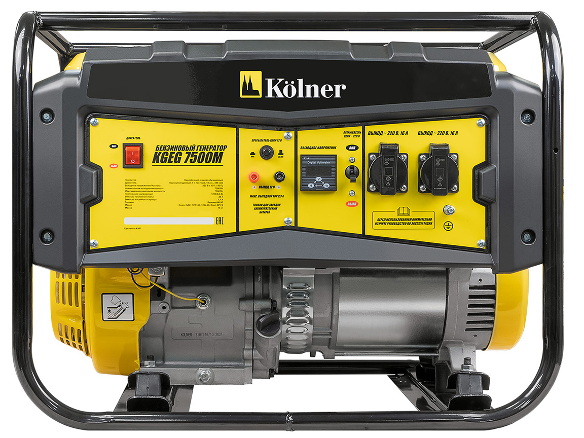 Генератор бензиновый Kolner KGEG 7500М 7500Вт однофазный - фото в Миди Лтд Изображение товара Генератор бензиновый Kolner KGEG 7500М 7500Вт однофазный в Миди Лтд