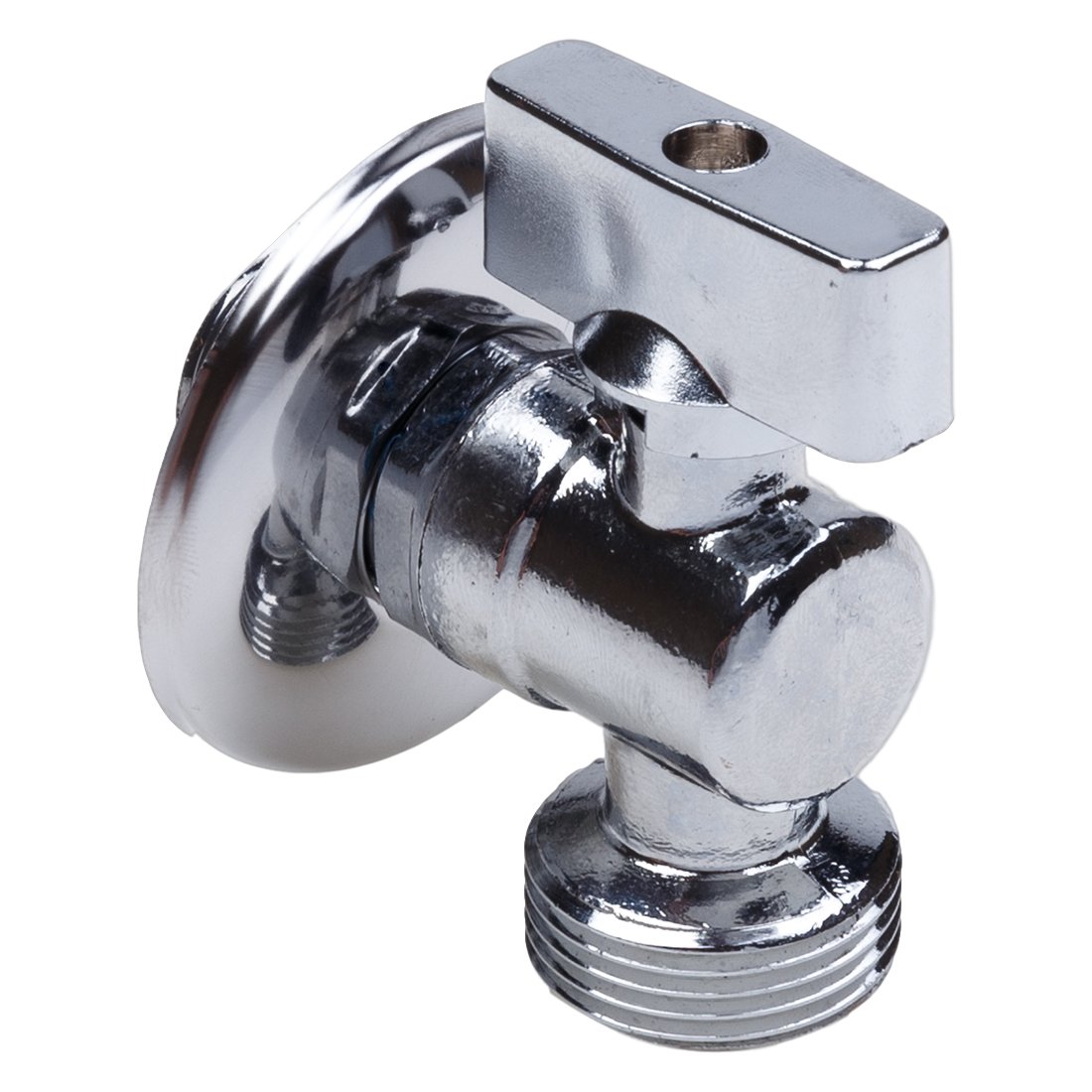 Кран шаровой угловой 1/2х1/2 ш/ш с удлин.резьбой и отраж.,Aqualink (10/100шт/уп) - фото в Миди Лтд Изображение товара Кран шаровой угловой 1/2х1/2 ш/ш с удлин.резьбой и отраж.,Aqualink (10/100шт/уп) в Миди Лтд