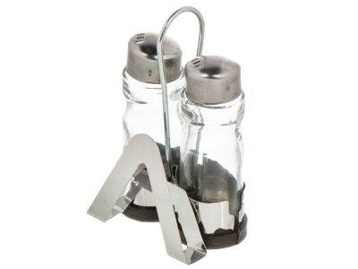 Изображение товара Набор для специй стекло нерж сталь 2шт на подставке серебристый Y4-7361 (72шт/уп) в Миди Лтд