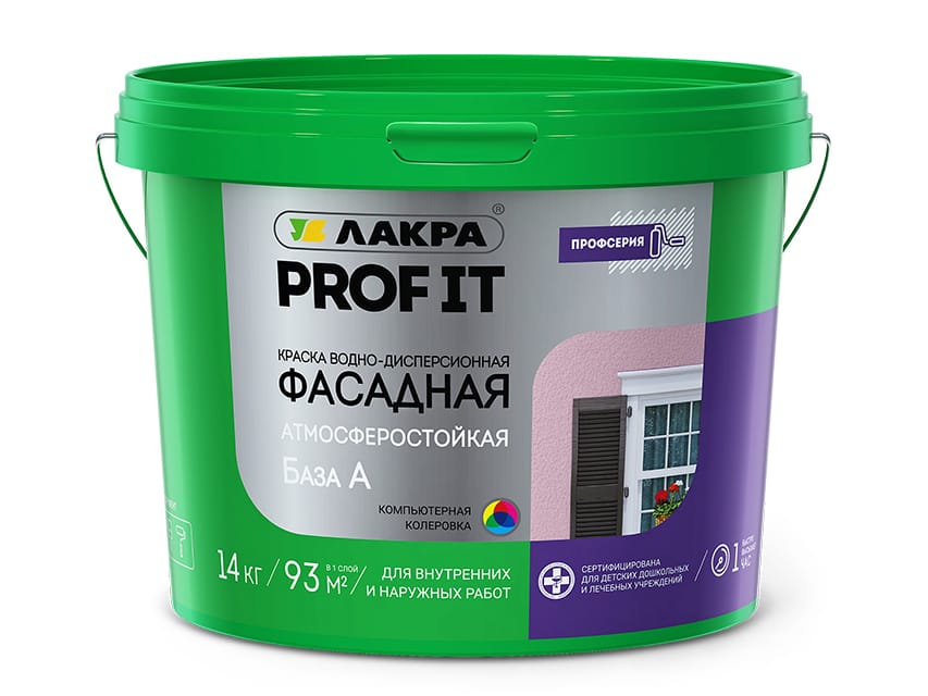 Изображение товара Краска фасадная ЛАКРА PROF IT база А 14кг (44шт/пал) в Миди Лтд