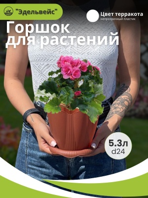Изображение товара Горшок ЭДЕЛЬВЕЙС с поддоном d24см 5,3л терракот (10шт/уп) в Миди Лтд