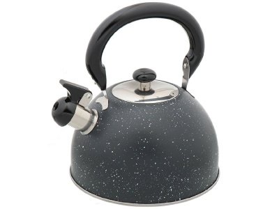 Изображение товара Чайник нерж сталь 2,5л (M-009B) со свистком ручка бакелитовая индукция матовый Daniks черный мрамор  в Миди Лтд