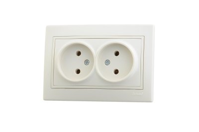 Изображение товара Розетка 2-местная LEZARD Мира крем со вставкой б/з керамика в Миди Лтд