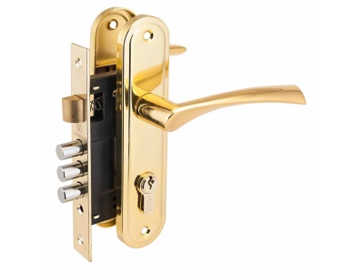 Изображение товара Замок врезной 103/3-61A(1203) GP латунь малый корпус с ручкой Аллюр (12шт/уп) в Миди Лтд