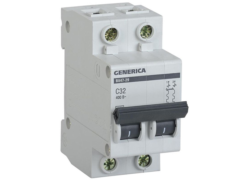 Изображение товара Автоматический выключатель ВА47-29 2Р 32А 4,5кА х-ка C GENERICA в Миди Лтд
