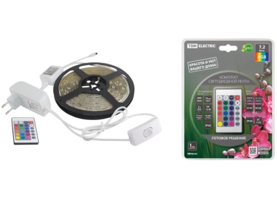 Изображение товара Лента светодиодная комплект SMD5050-30LED/м 12B 7,2Вт/м IP65-RGB 5м 24Вт TDM в Миди Лтд