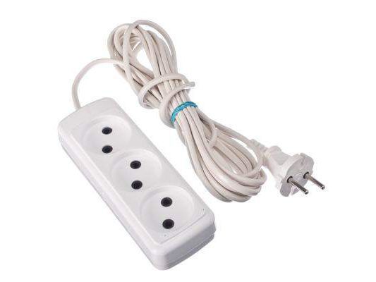 Удлинитель 3 гнезда  1300Вт 5м                  ХХ - фото в Миди Лтд Изображение товара Удлинитель 3 гнезда  1300Вт 5м                  ХХ в Миди Лтд