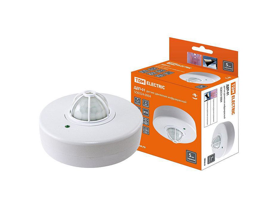 Изображение товара Датчик движения потолочный ДДП-01 1100Bт 5-480с 2-8м в Миди Лтд