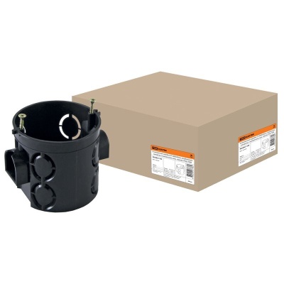 Коробка установочная углубленная черная СП D68х62мм IP20 TDM - фото в Миди Лтд Изображение товара Коробка установочная углубленная черная СП D68х62мм IP20 TDM в Миди Лтд