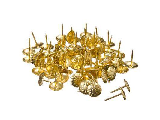 Изображение товара Гвозди мебельные усиленные 100гр (уп-167шт) Золото в Миди Лтд