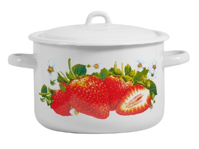 Изображение товара Кастрюля эмаль белая 4,3л Сочная клубника С-16141/4Э (4шт/уп) Х в Миди Лтд