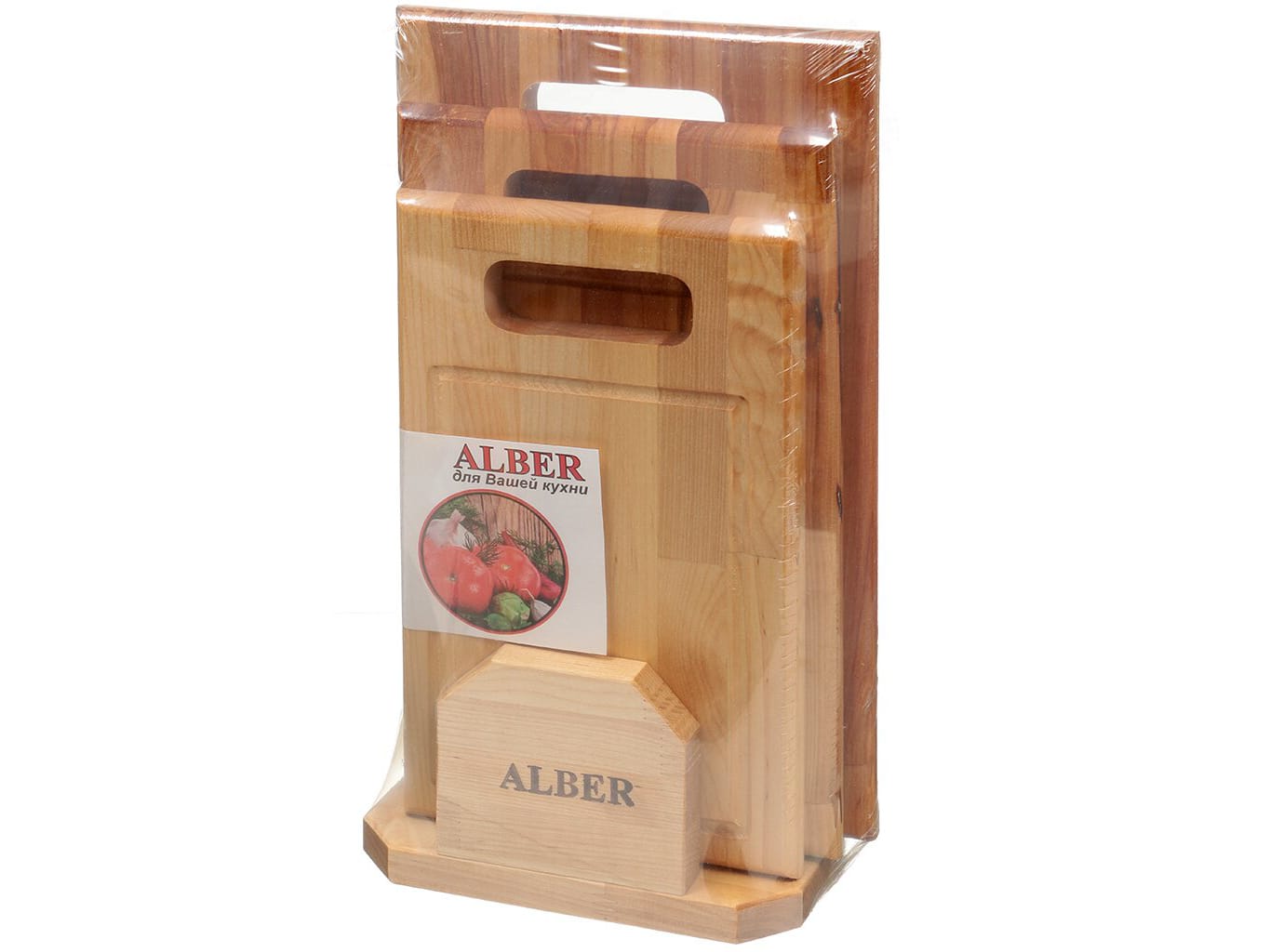 Изображение товара Набор досок разделочных береза прямоугольная с ручкой и кровостоком 3шт (5шт/уп) в Миди Лтд