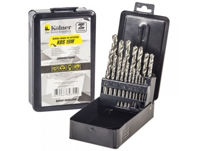 Изображение товара Набор сверл по металлу в металлическом кейсе 19 шт Kolner KDS 19M в Миди Лтд