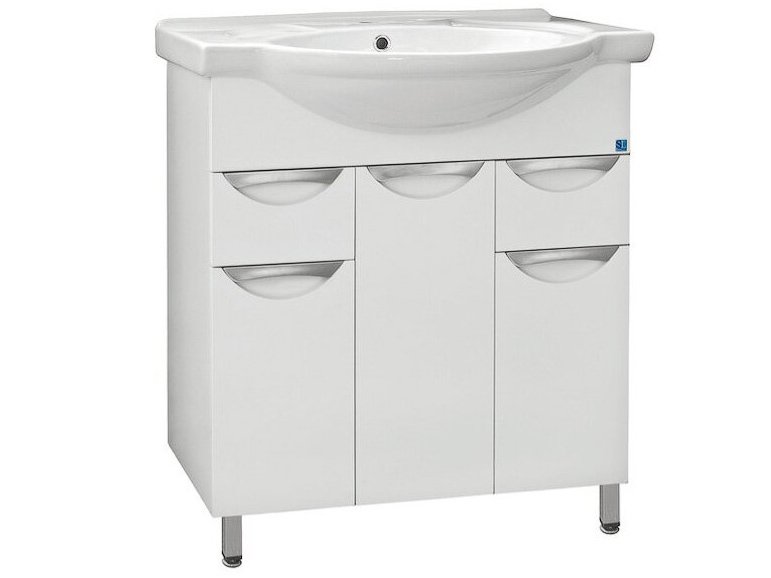 Изображение товара Тумба для ванной "ТАНГО" 80/2 белая с умывальником "Балтика" 80 в Миди Лтд